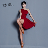 ACEdance拉丁舞女成人单肩吊带飘带设计款 练功裙艺考表演裙WQ281
