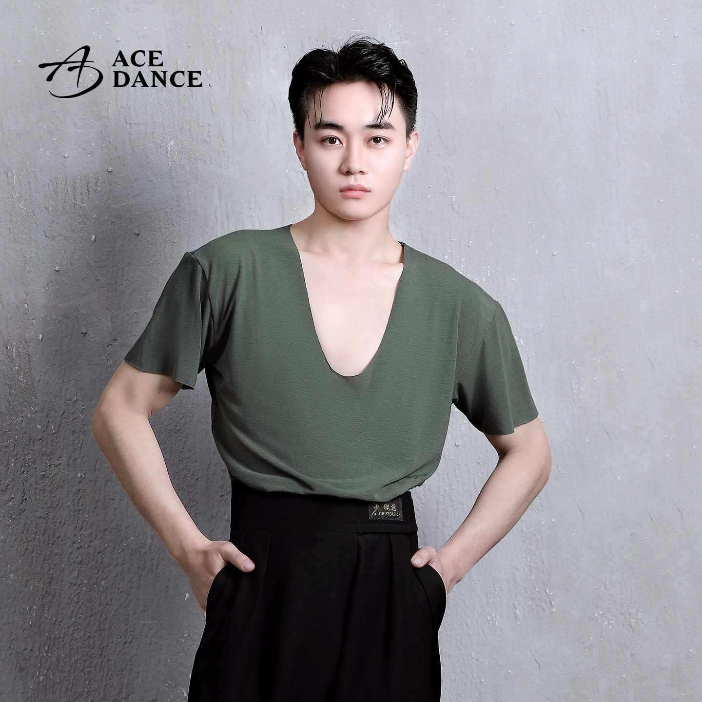 ACEdance瑰意成人男拉丁舞春夏极简大圆领短袖长袖上衣练功SY185