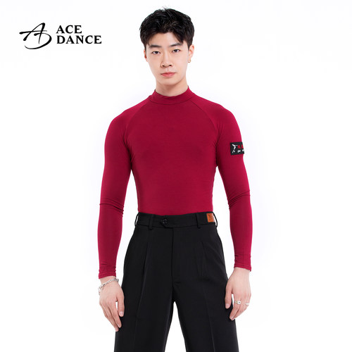ace新款红色高领长袖拉丁舞