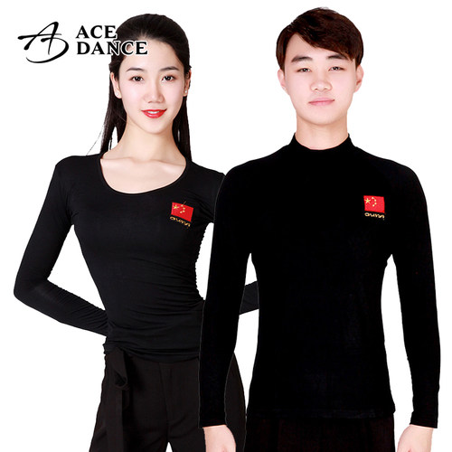 瑰意拉丁舞摩登舞长袖男女舞衣