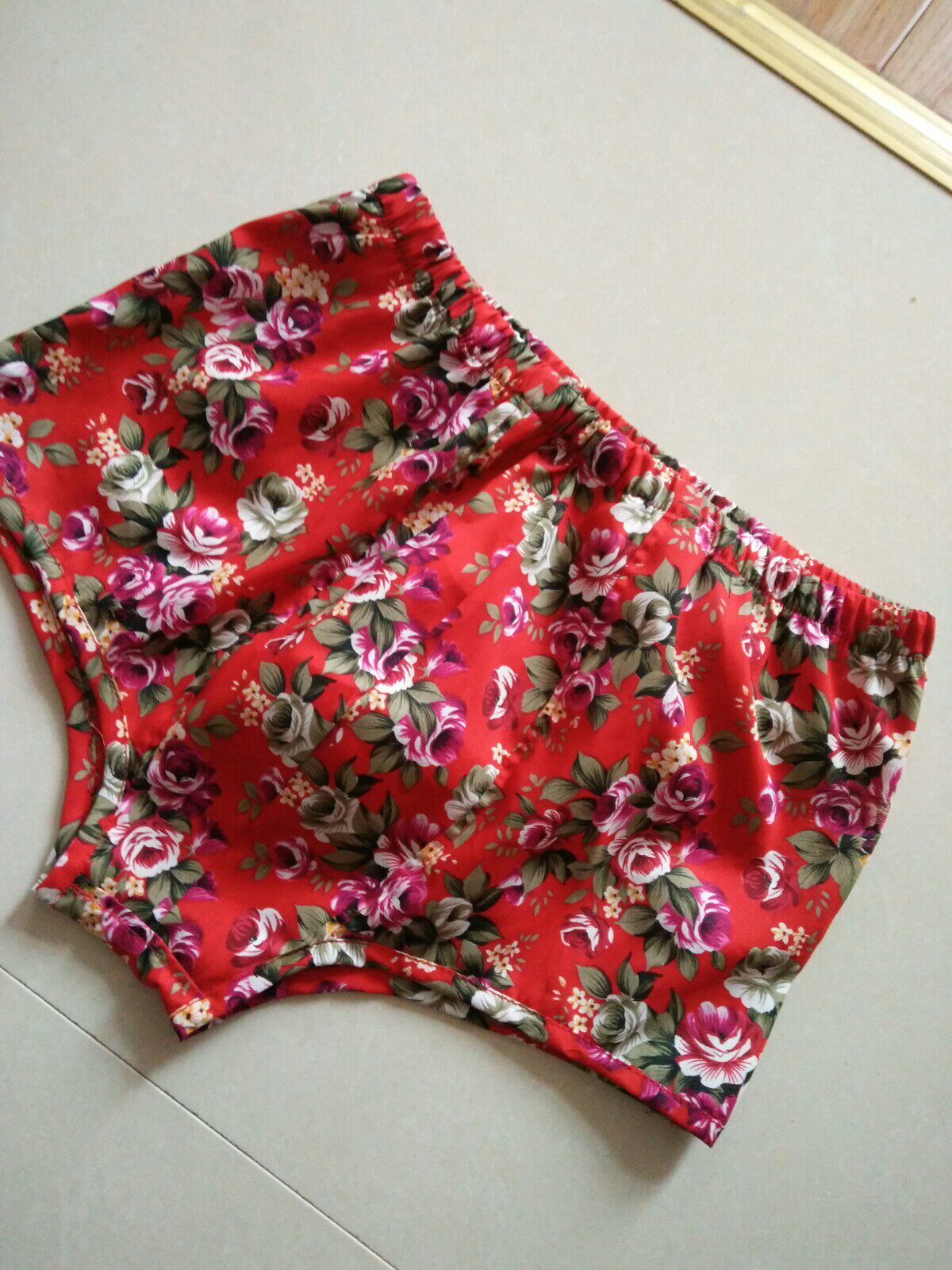 椒北衣韵原创复古订制夏透气男式松紧中腰大小码平口短内裤子衩头