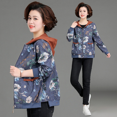 牛仔时尚连帽夹克中老年女装