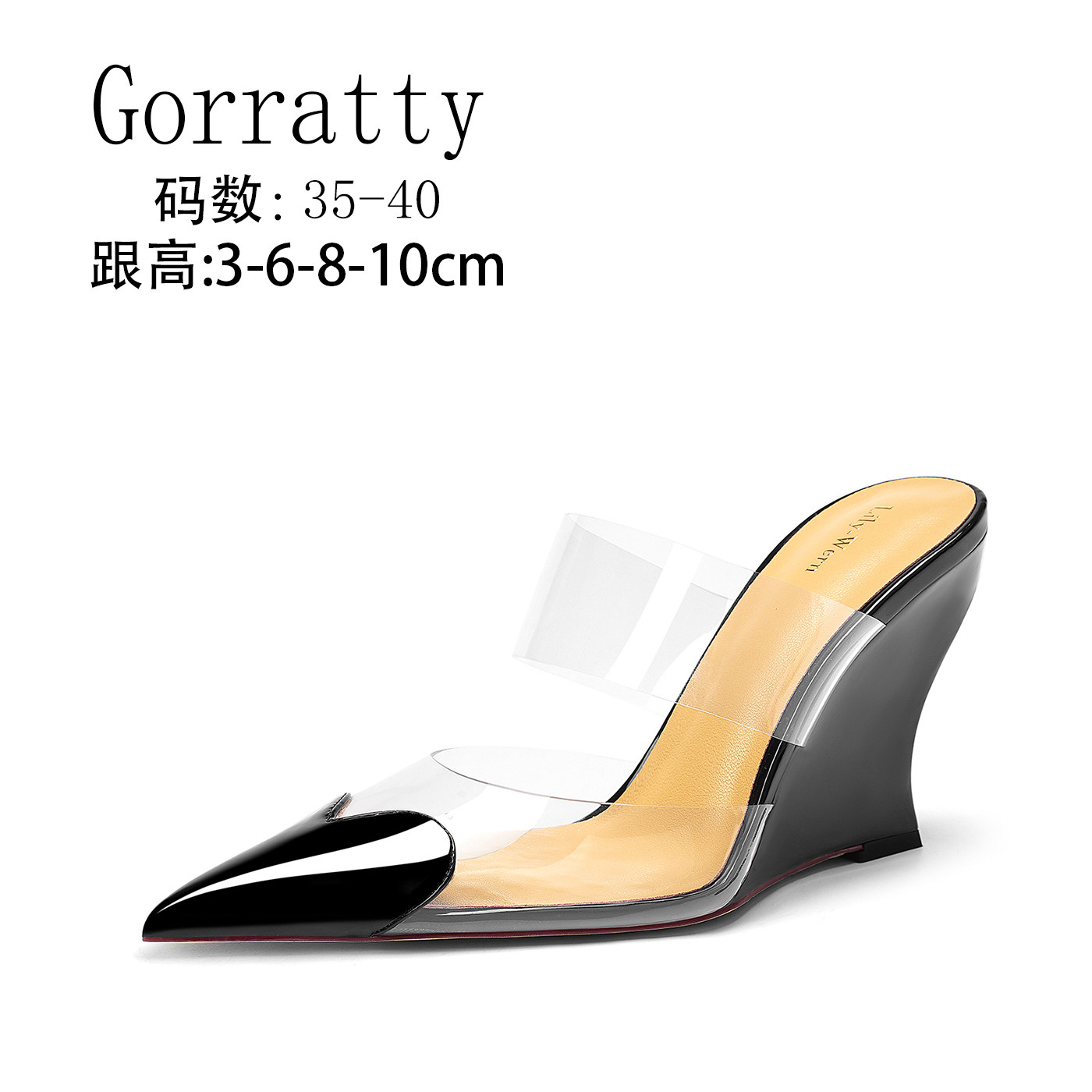 Gorratty法式透明尖头爱心凉鞋女