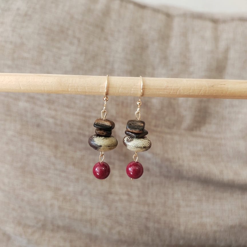 天然朱砂紫金砂玉化白奇楠达拉干沉香耳环耳饰新中式高级感原创女