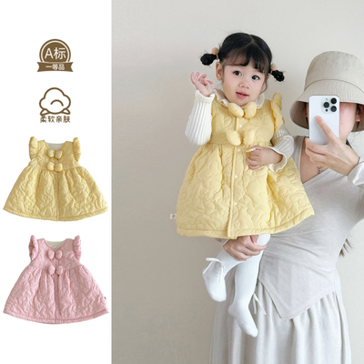 女童洋气超萌蝴蝶结加厚公主裙