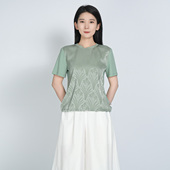 国风T恤上衣女夏季 百搭新中式 复古圆领宽松短袖 浒城古娘新款