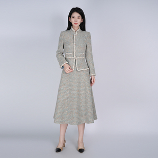 裙女春秋 国风两件套装 浒城古娘新款 羊毛精致小香风优雅高定新中式