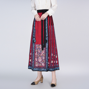 浒城古娘新款 国风马面裙女春秋 重工刺绣高端气质A字半身裙新中式