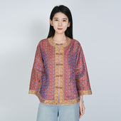 中国风桑蚕丝宽松外套手工盘扣圆领舒适气质女士百搭重工宽松上衣