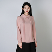 浒城古娘新款 女春秋 国风衬衫 醋酸娃娃翻领百搭减龄粉色长袖 新中式