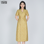 桑蚕丝高级感新中式 张和才蜀锦 国风旗袍连衣裙女夏 大师系列