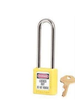 美国Master Lock玛斯特锁具长锁钩塑料绝缘挂锁 410MCNLTYLW