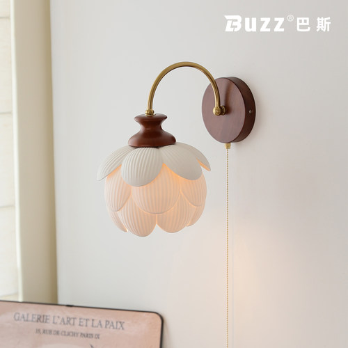 中古风走廊过道陶瓷莲花壁灯