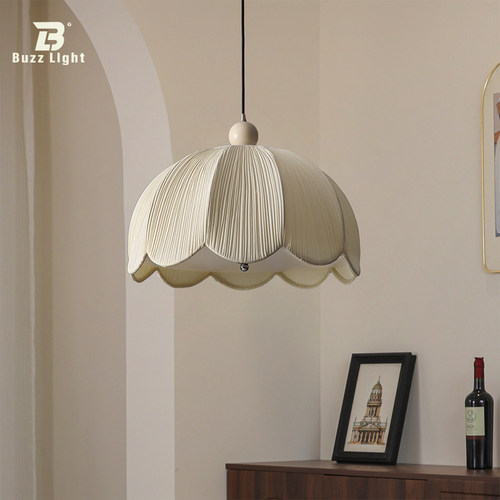 法式卧室吊灯奶油风布艺餐厅灯中古vintage护眼裙摆书房中山灯具