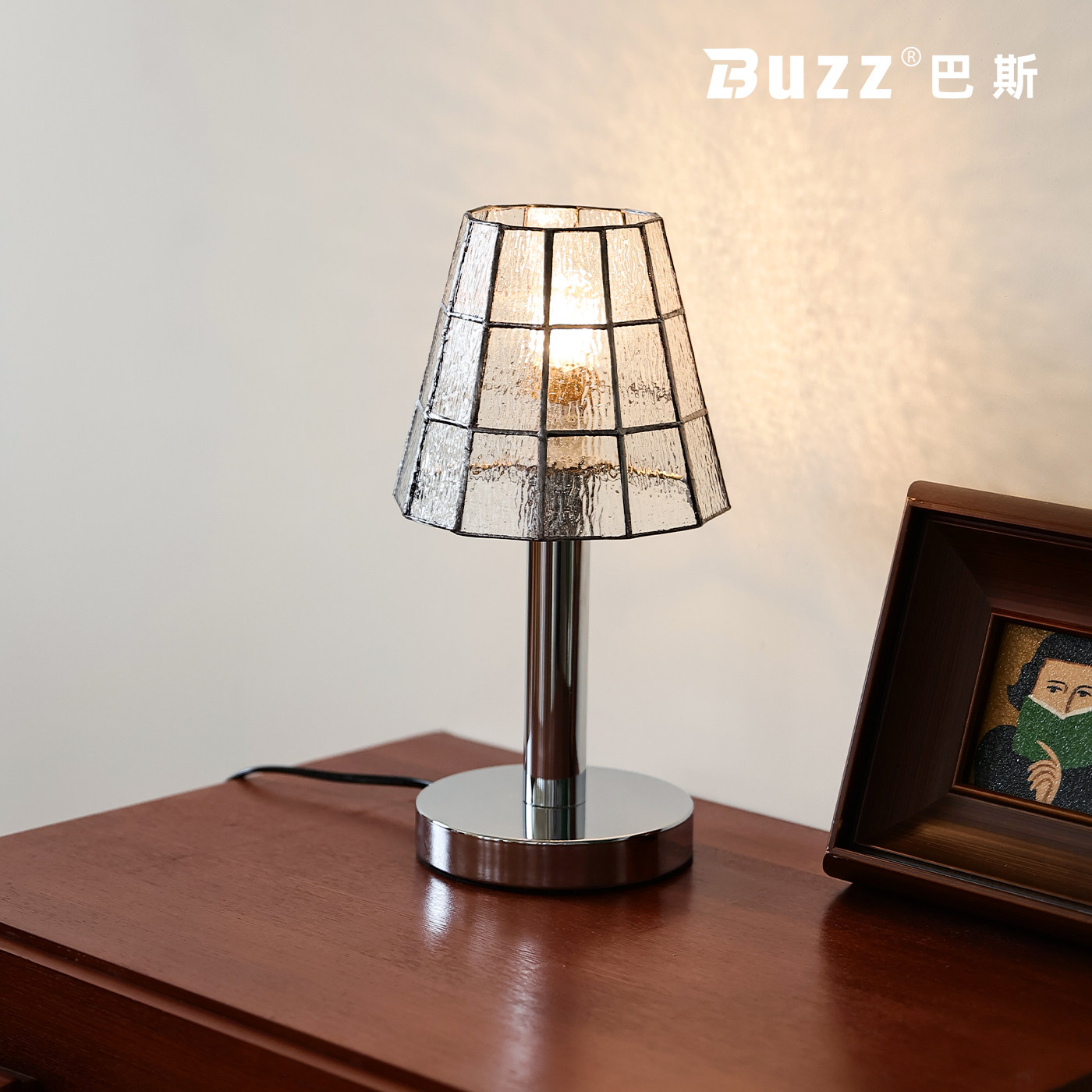 地中海复古玻璃台灯中古彩色琉璃氛围感卧室床头灯蒂凡尼装饰灯具