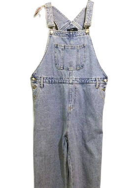 【原 价¥138】vintage  FFAN水洗工装天蓝色背带连体牛仔裤