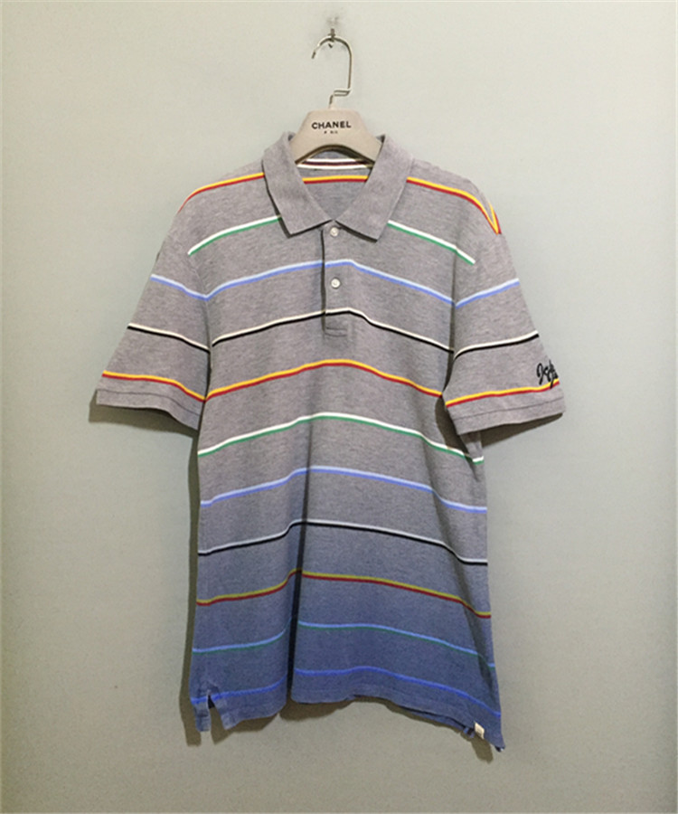 【上新价68】vintage  丹麦古着J@ck Jones彩色条纹渐变色Polo衫