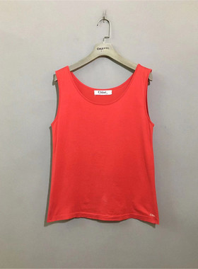 【上新价¥108】vintage  法国奢侈古着Chl0e红色薄棉修身背心