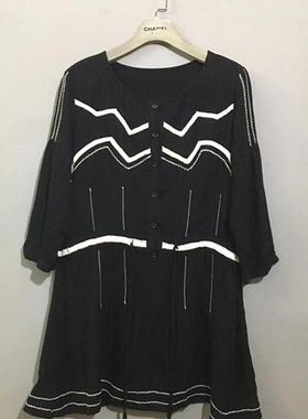 【上新价¥138】vintage  日本古着WELCOME DOLL黑色人造棉连衣裙