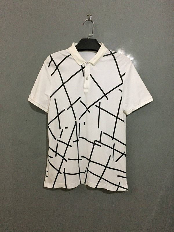 vintage香港古着几何线条polo衫