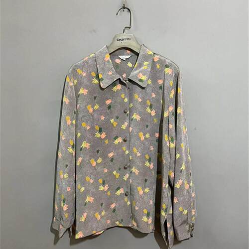 【上新价98】vintage  日本制古着Pleta Roze印花垂感衬衫
