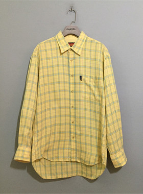 【原 价¥168】vintage  英国伦敦古着AUST1N REED黄色格纹衬衫