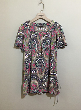 【原 价¥108】vintage  美国古着TALBOTS腰果花莱卡棉收腰体恤