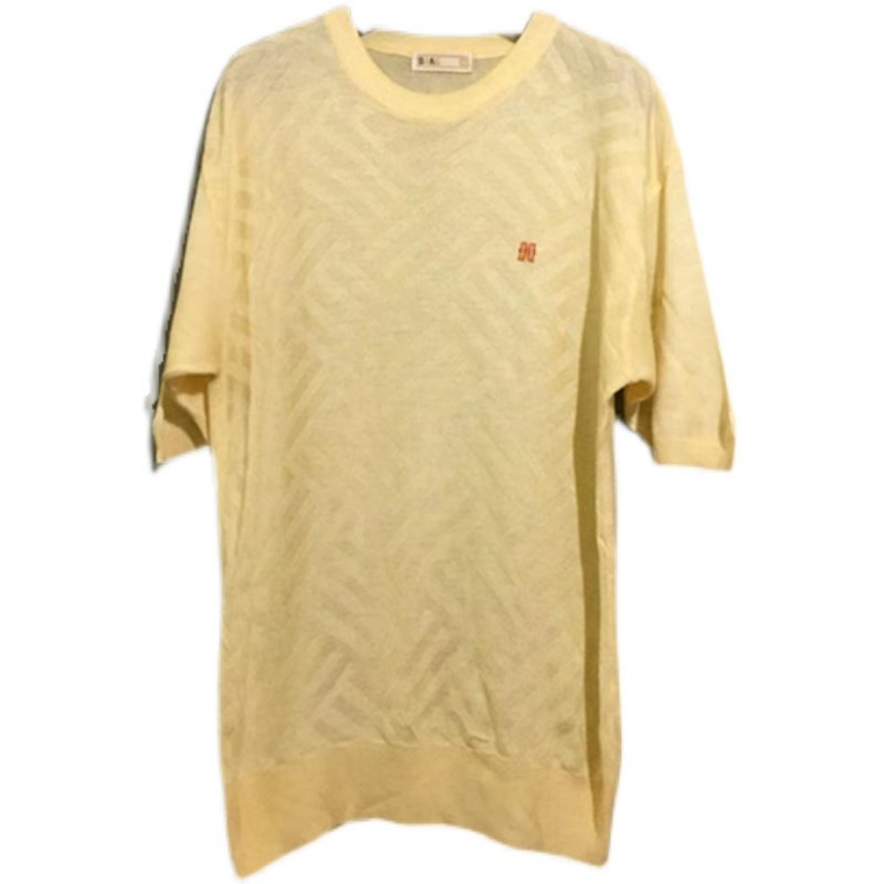 【原 价¥228】vintage  韩国制  英国伦敦古着D@KS浅黄色针织T恤