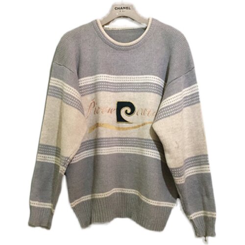 【原 价¥168】vintage  法国时装古着pier*e cardin拼色短版毛衣