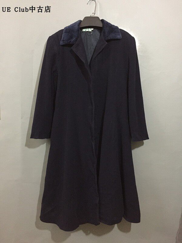【原 价¥168】vintage  日本古着翻领气质款宝蓝色修身羊毛大衣