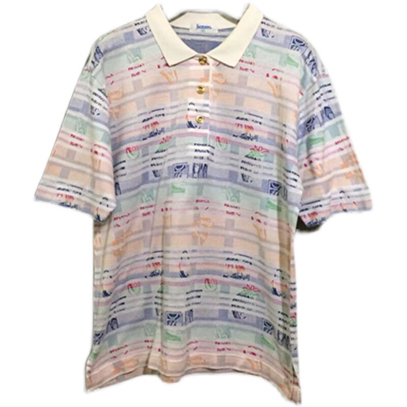 【原 价¥148】vintage  美国古着Jantzen凤梨图案金扣气质Polo衫