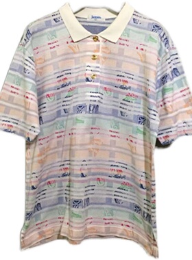 【原 价¥148】vintage  美国古着Jantzen凤梨图案金扣气质Polo衫
