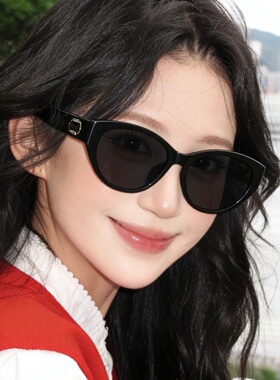 帕莎香槟框鞠婧祎同款2026年新品墨镜高级简约猫眼太阳眼镜PS1075