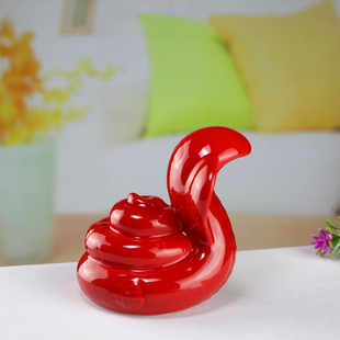 饰品瓷 红色蛇小摆件客厅装 饰办公桌陶瓷办公家居摆设品创意书架装