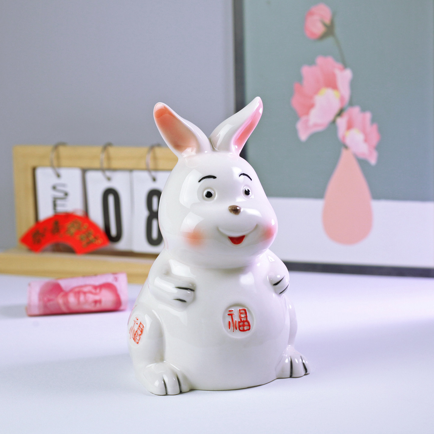 兔子储蓄罐存钱罐陶瓷男孩女孩十二生肖新款儿童客厅兔乔迁新居瓷,节庆用品/礼品,储蓄罐,淘宝优惠券,粉丝福利购,淘宝优惠卷