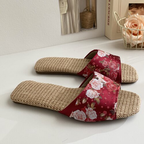 吸汗亚麻|防滑抑菌|室内凉拖鞋