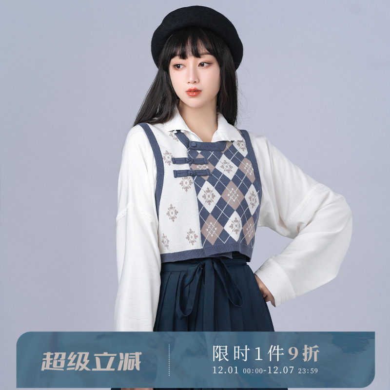 新国风菱格马甲减龄百搭拟梦