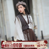 拟梦国风晚来秋原创日常英伦文艺汉元 素立领上班穿改良轻汉服套装