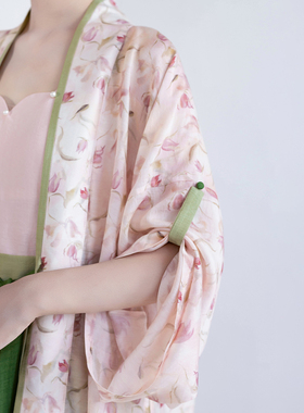 拟梦四时春原创国风汉元素半裙宋制对襟直袖天丝日常通勤清新汉服