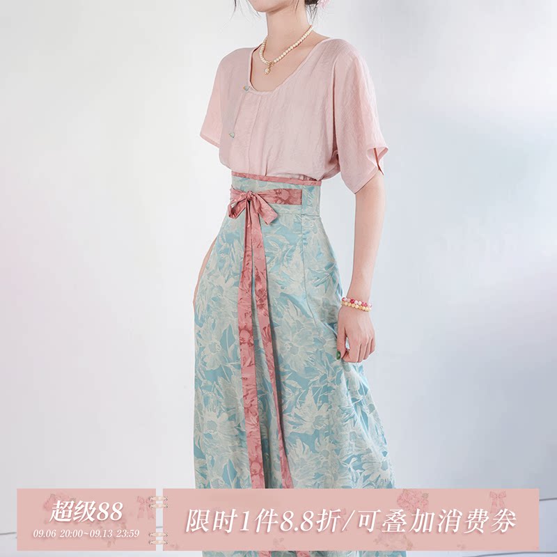拟梦青釉染短袖版盛夏专属汉服图片