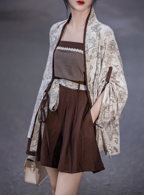 拟梦砚秋 原创宋制对襟松紧口袋宋裤棉麻大地棕通勤春秋改良汉服