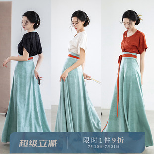 十破裙唐風(fēng)唐褙子日常漢服夏款 擬夢(mèng)夏至原創(chuàng)國(guó)風(fēng)短袖 圓領(lǐng)衫 一片式