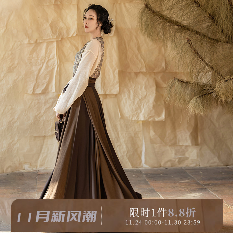 拟梦天丝苎麻唐褙子日常汉服