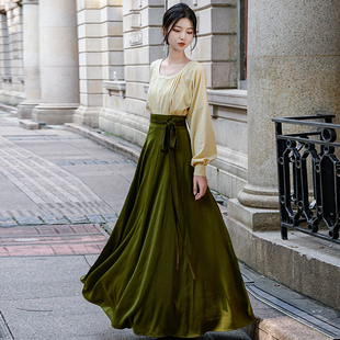 十破裙唐风新中式 一片式 拟梦秋分原创国风日常汉服多色鸡心领衬衫