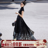 回馈款 拟梦喜上眉梢国风原创织金螺钿马面裙新中式 旗袍领T恤短袖