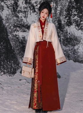 拟梦年年 织金旋裙红色汉服敬酒订婚服过年新年战袍秋冬国风原创