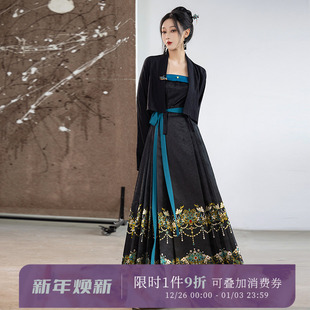 拟梦凤翎羽国风原创仿点翠新中式 龙骨胸衣 汉服日常马面裙对襟短衫