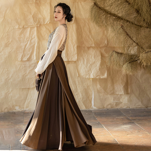 拟梦醉唐国风原创日常唐褙子通勤轻唐制汉服女秋圆领6米摆十破裙