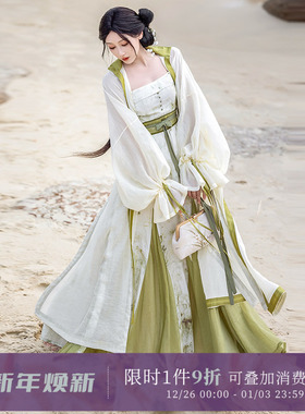 拟梦青玉案国风原创植物染草木染新中式连衣裙立领直袖长衫汉元素