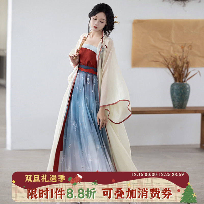 日常宋制汉服春夏渐变褶裙拟梦